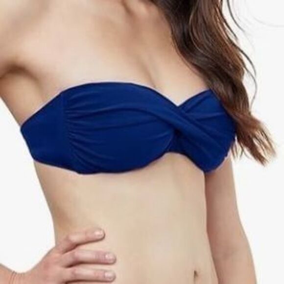 Profile by Gottex NWT Sz 8 Navy Tutti Frutti Bandeau Swim Top - Picture 1 of 10